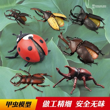 仿真甲蟲玩具崑蟲動物模型獨角僊天牛大兜蟲鍬形蟲兒童擺件禮物