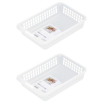 inomata 冰箱冷藏 收納盤 深長型  30.3 x 19.7 x 5.3cm  白色  2個
