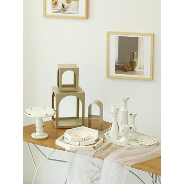 復古歐式婚慶甜品架 奶茶色點心架 斑駁掉漆出餐盤 高端聚會餐盤