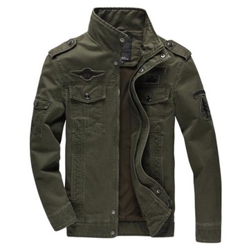 男士夾克外套硬漢秋冬新款男裝休閑純棉軍工加絨加厚大碼飛行衣服