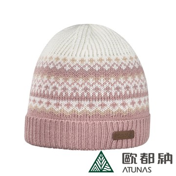 【ATUNAS 歐都納】保暖帽A8AH2408N霧粉/毛帽/圖騰交織/混色/刷毛/都會時尚