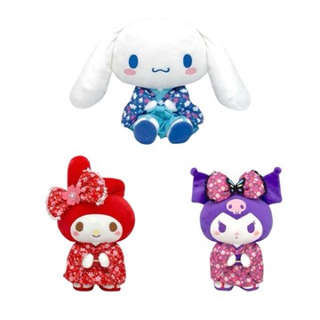 小禮堂 Sanrio 三麗鷗 絨毛玩偶娃娃 M (和服款) 美樂蒂 酷洛米 大耳狗