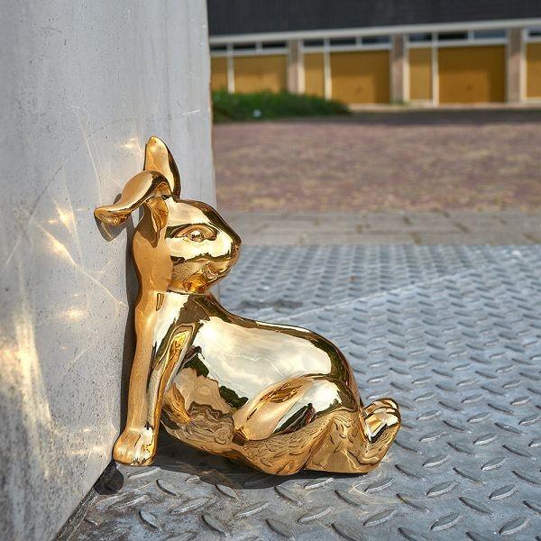 磁器貯金箱　マネーバンク　ウサギ　Gold Bunny Money Box Sitting　PPGBMB-S