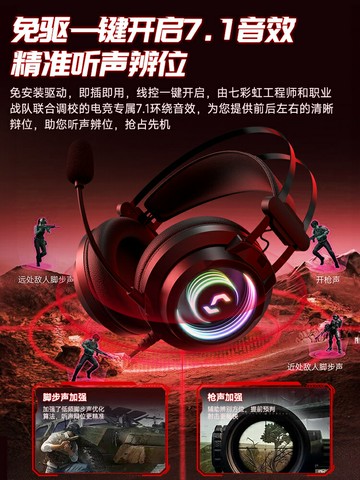 七彩虹H10ULTRA頭戴式耳機有線電競游戲吃雞專用耳麥臺式電腦帶麥【Snowbelle優選】