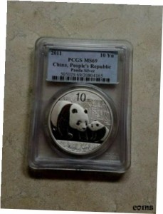 アンティークコイン コイン 金貨 銀貨 China Panda Silver .999 PCGS MS69 Crisp Detail Cameo Effect High Grade Coin