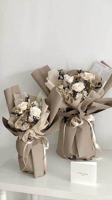 Flora Flower 乾燥永生花束－復古焙茶杏仁