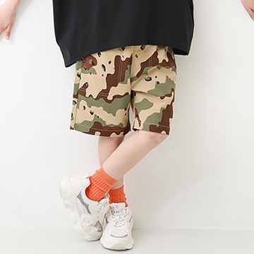 日本 devirock - [熱銷]超彈力印花短褲-迷彩-軍綠