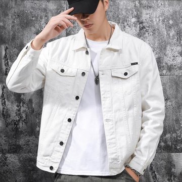 春秋季青年純色牛仔外套男韓版潮流帥氣夾克潮牌ins寬松百搭上衣