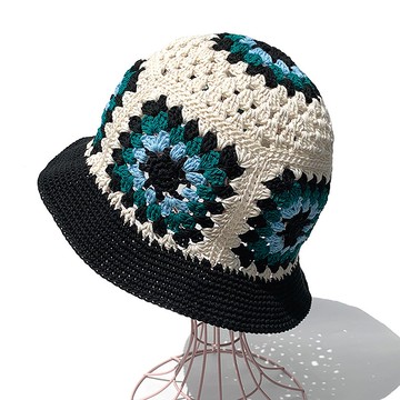 【鉤針漁夫帽】織帶造型 漸層色遮陽帽