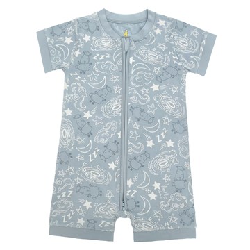 baa baa sheepz 抱抱羊 短袖雙拉鏈 嬰兒連身衣 95%天然竹纖維  12~18個月  藍色