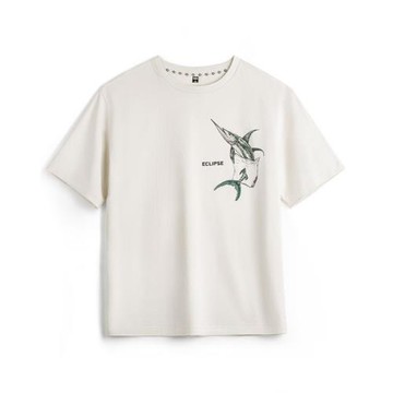 馬登工裝美式白色印花T恤純棉休閑創意重磅寬松螺紋領口短袖男夏