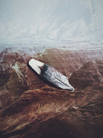 木刻手繪墜飾 - 羽毛