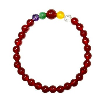 【喨喨飾品】設計款紅瑪瑙/五色珠 五行開運手鍊 A924