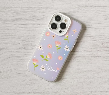 免費加名字簡約幻彩花花全包手機殼iPhone 16 15 14 Pro Max