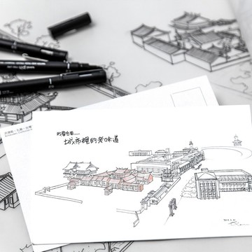 孔廟手繪明信片