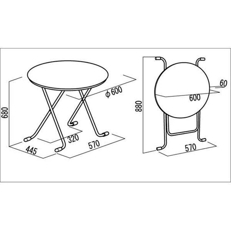 折りたたみテーブル 〔丸型 ダークブラウン×シルバー〕 幅60cm 日本製