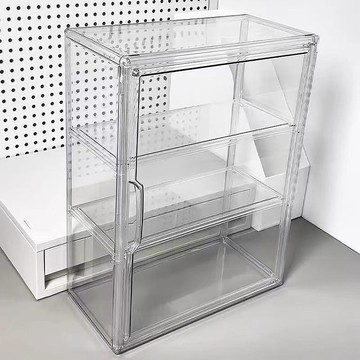 綠安禾🚚 桌面收納盒整理展示痛櫃多層塑料防塵穀子手辦吧唧盲盒展大容量櫃