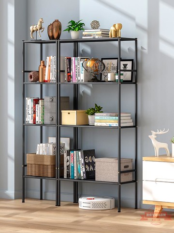 北歐鐵藝書架落地簡易書柜置物架多功能客廳簡約繪本收納架子