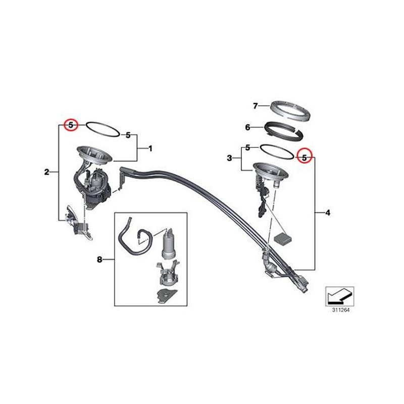 フューエルポンプ レベルセンサー ガスケット BMW E60 E61 E63 E64 E65
