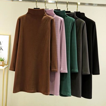 秋冬德絨長袖加厚寬松簡約打底裙