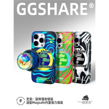 GGSHARE新款適用蘋果16手機殼原創迷彩iPhone15ProMax磨砂不留指紋磁吸支架高級感保護套iPhone16Pro男女外殼