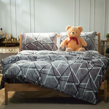 Carolan 法蘭絨雙人舖棉床包兩用毯被套四件組(回憶時光)