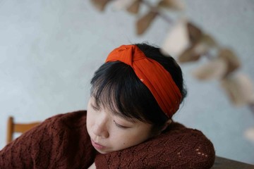 和服改製手工髮箍-京都鳥居朱紅-扭結款