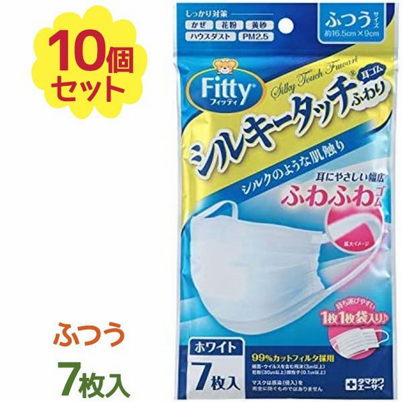 不織布マスク 立体 個包装 フィッティ マスク シルキータッチ 耳ゴム