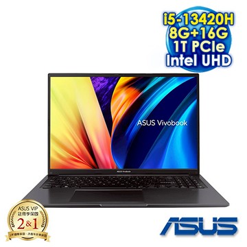 ASUS Vivobook 16 X1605VA-0241K13420H 搖滾黑 16吋筆電 (WUXGA IPS/Intel i5-13420H/8G+16G DDR4/1T