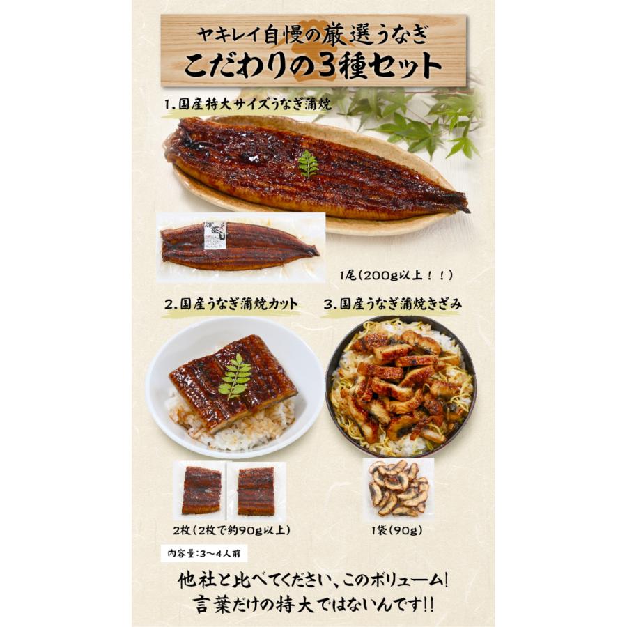 国産こだわりうなぎ3種　ギフト　うなぎ蒲焼　土用の丑　贈り物　プレゼント　お中元　お歳暮　おうち時間　深蒸し　送料無料