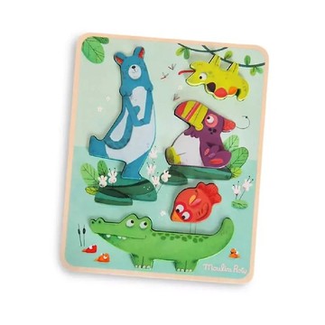 法國 Moulin Roty 木質拼圖-叢林冒險