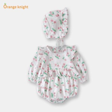 嬰兒連體衣春秋新品女寶寶純棉長袖公主哈衣網紅滿月衣服抖音爆款