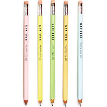 KITABOSHI WOOD NOTE 木質自動鉛筆 粉彩5入組  0.5mm  5支