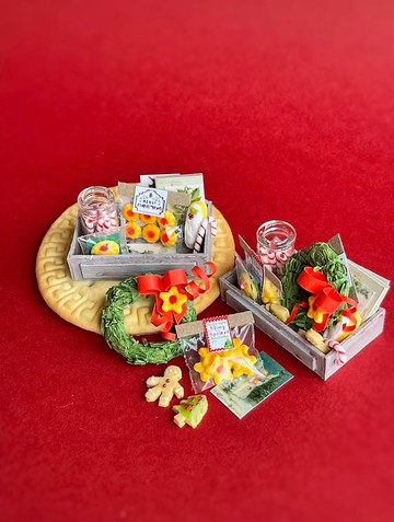 聖誕節和新年微型玩具屋，比例 1:12，聚合物塑料