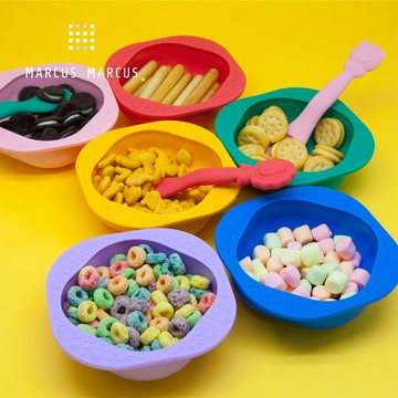 加拿大MARCUS&MARCUS動物樂園矽膠兒童餐碗2入組(粉紅/黃綠/藍紫)