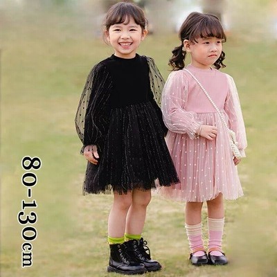 子供服 女の子 メロウリブ チュール ワンピース 長袖 膝丈 プリンセス 春夏秋冬服 幼児 赤ちゃん 人気 カジュアル きれ