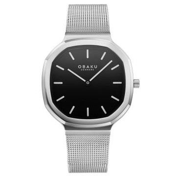 OBAKU 八角哲學丹麥設計腕錶-極光銀X黑-V253LXCBMC-32mm