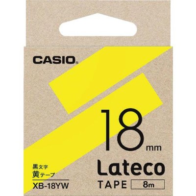 カシオ　ラテコ（Ｌａｔｅｃｏ）専用詰め替えテープ　１８ｍｍ　黄テープに黒文字 XB18YW