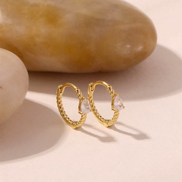 s925銀鍍金鋯石圓形耳環女 輕奢小眾設計高級感 聖誕禮物推薦
