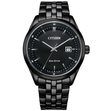 送禮首選★CITIZEN 黑鋼質感藍寶石鏡面光動能腕錶BM7565-80E  附提袋【全館滿額折價★APP下單跨店最高22%點數回饋】