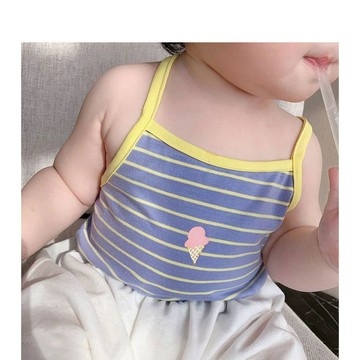 mori🎀mori現貨當天出貨🎀兒童上衣 童裝  吊帶上衣 內搭背心 冰絲 條紋 純色