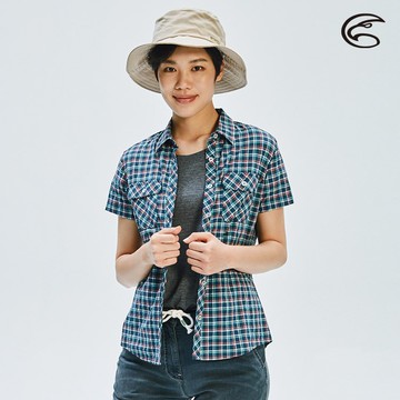 ADISI 女N66 四面彈透氣速乾短袖格紋襯衫AL2011107 (S-2XL) / 城市綠洲 (四向彈性、防曬、速乾)