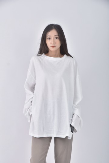 加購優惠(XL) meu meu字母白色長袖上衣