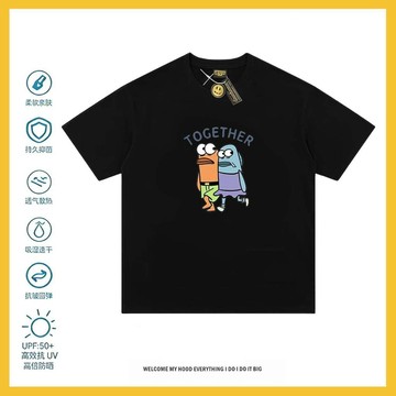 🍀臺灣出貨🍀美式卡通比奇堡路人魚在一起印花短袖T恤棉夏季休閒抽象二次元潮