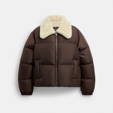 羊毛皮領羽絨外套