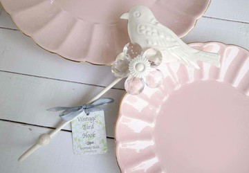 {復古琺瑯鳥水晶花掛勾}