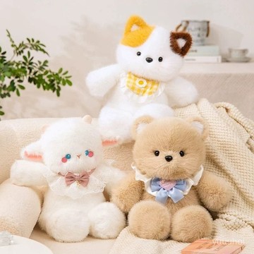 🏃【跑步小熊玩偶】三花貓公仔小羊 毛絨玩具抱枕 安撫娃娃生日禮物 臺灣出貨