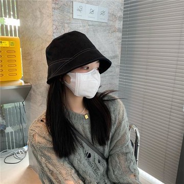 素顏出門bi備~韓版百搭純棉漁夫帽女春秋顯臉小水桶帽ins休閑盆帽