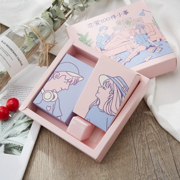 情侶100件事 戀愛卡片 戀愛100件小事 戀愛的100件事情掛歷情侶禮物一起要做必做到一百事小事夫妻打卡『FY00472』