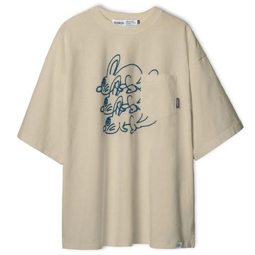 FILTER017 JUMP THROUGH HOOPS HARE X3 TEE 三兔圖像 口袋 短T (卡其色)